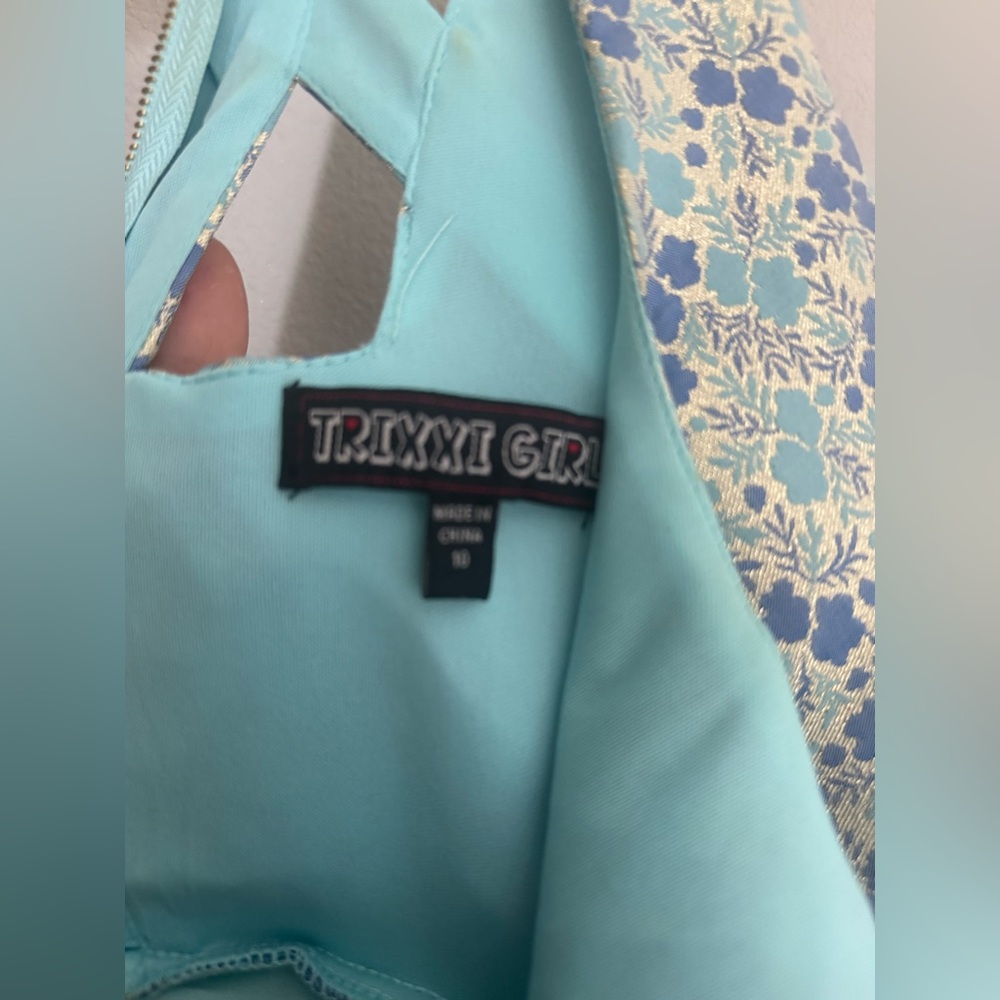 Trixxi Girl Blue and Gold Kids Formal Dress